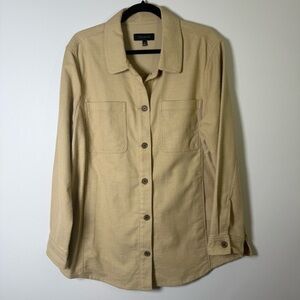 Talbots Textured Shacket Neutral Size XL Pockets